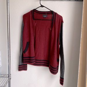 Black, Grey Red Letterman Jacket Style Sweater